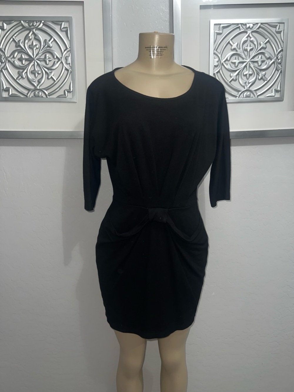 mark. Black Mini Dress with Bow-Waist Detail